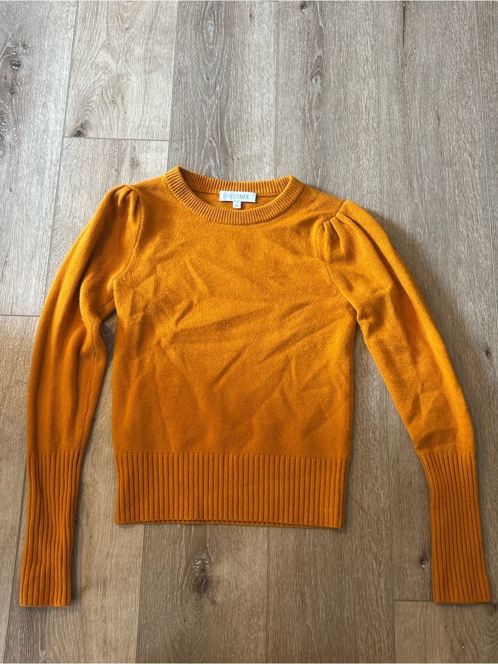 Intermix Mustard Puff Sleeve Sweater S